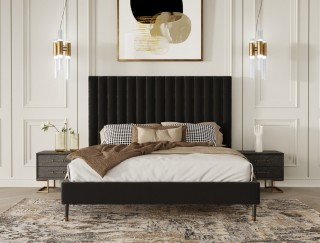 Unique Leather Design Bedroom Furniture with Padded Headboard