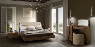 Made in Italy Leather Elite Design Furniture Set with Headboard Light