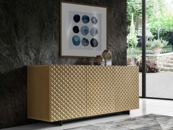 Luxury High Gloss Gold Buffet with Wave Doors Luxury High Gloss Gold Buffet with Wave Doors