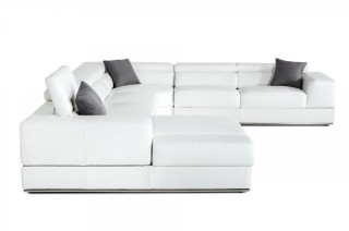 Graceful All Real Leather Sectional with Pillows