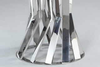Glass and Chrome Round Dining Table with Unique Base