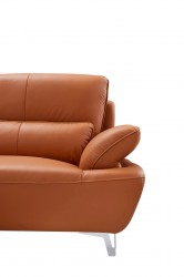 Italian Leather Sofa Set with Steel Legs
