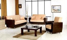 Dilan Dual Colored Fabric Sofa Set with Storage