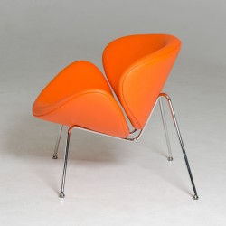 Contemporary Orange Leatherette Stainless Steel Legs Chair