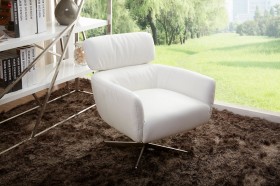 Stylish Split Leather Lounge Accent Chair in Brown or White