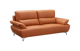 Italian Leather Sofa Set with Steel Legs