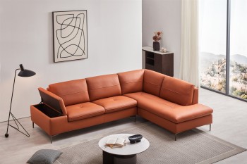 Contemporary Top-Grain Leather Sectionals