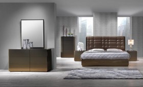 Stylish Leather High End Bedroom Furniture with Tufted Bed