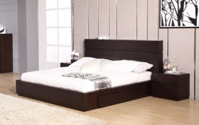 Exclusive Wood Platform and Headboard Bed with Extra Storage