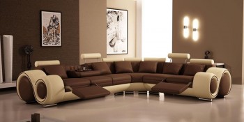 Adjustable Advanced Covered in Half Leather Sectional with Pillows