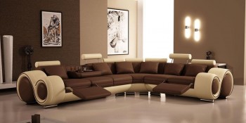 Adjustable Advanced Covered in Half Leather Sectional with Pillows Adjustable Advanced Covered in Half Leather Sectional with Pillows