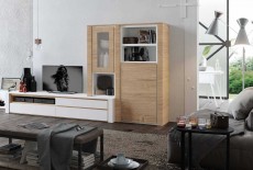 Elegant White and Natural Wood Combination Wall Unit Elegant White and Natural Wood Combination Wall Unit