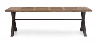 Contemporary Trestle Legs Dining Table with Intricate Top
