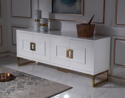 Contemporary Champagne White Buffet