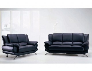 Contemporary Living Room Set in Black Red or Cappuccino Leather