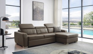 Stylish Sectional with Chrome Legs High Quality Leather