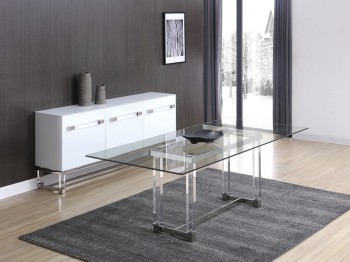 High Gloss White Buffet with Polished Stainless Steel Frame High Gloss White Buffet with Polished Stainless Steel Frame