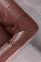 Brown Leather Contemporary Living Room Set with Metal Legs