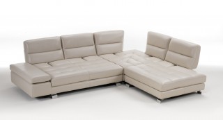 Overnice Tufted Leather Corner Sectional Sofa with Adjustable Backs