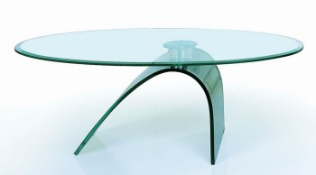 Glass Coffee Table with Curved Glass Base