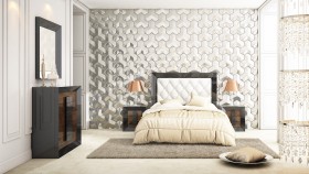 Refined Leather Designer Bedroom Set