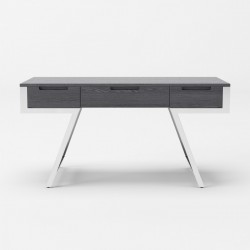 Elegant Elm Grey Office Desk with Metal Legs