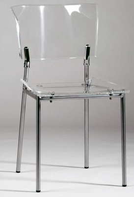 Acrylic Side Chair with Clear Seat and Back and Metal Frame