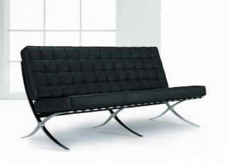 Exposition Famous Design Black Leather Sofa Set