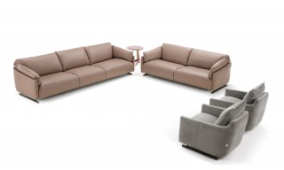 Contemporary 3 Pieces Italian Leather Living Room Set