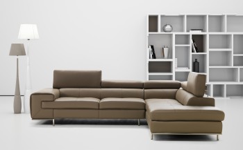 Real Leather Tufted Sectional Sofa