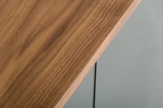 Modern Walnut Dining Table with Side Glass Accents