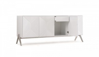 Elite Modern White Buffet with Striped Design