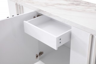 White Marble and Stainless Steel Buffet