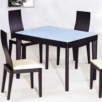 Contemporary Functional Dining Room Table in Black Wood Grain
