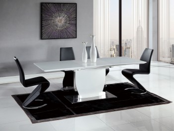 Contemporary Black and White Dining Set with Elegant Black Chairs