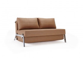 Black or Dark Sahara Color Leather and Chrome Sofa Bed