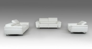 Italian Made White Leather Sofa Set with Adjustable Headrests Italian Made White Leather Sofa Set with Adjustable Headrests