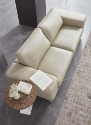 Modern Three Piece Light Gray Leather Living Room Set
