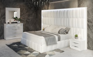 Unique Leather Platform and Headboard Bed