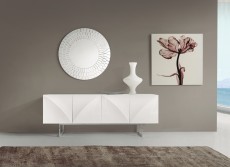 Elite White High Gloss Buffet with Curved Lines and Chrome Legs Elite White High Gloss Buffet with Curved Lines and Chrome Legs