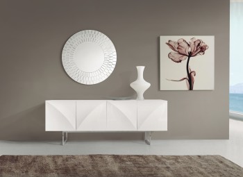 Elite White High Gloss Buffet with Curved Lines and Chrome Legs Elite White High Gloss Buffet with Curved Lines and Chrome Legs