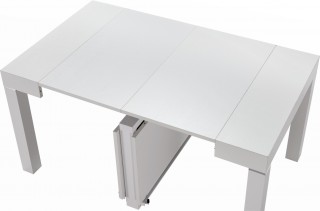 Floating Sleek White Gloss Table with Creative Leatherette Chairs