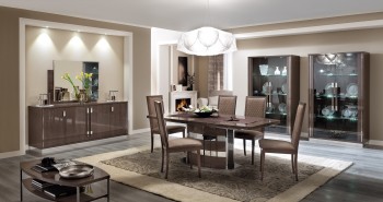 Unique Rectangular in Wood Modern Dining Set