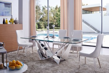 Exquisite Chrome Finished Dining Set Unique Chairs