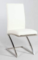 Unique Zigzag Shape Leather Dining Chair in White and Chrome