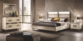 Contemporary Gold Zebra LED Bedroom Set