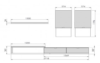 Elite White with Natural Wood Color Wall Unit