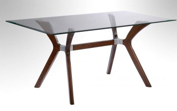 Dark Walnut Dining Table with Tempered Rectangular Glass Top Dark Walnut Dining Table with Tempered Rectangular Glass Top