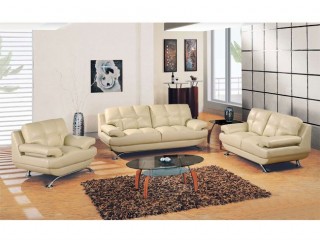 Three-Piece Living Room Set in Durable Leather Upholstery