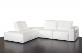 Advanced Adjustable Tufted Top Grain Leather Sectional in White